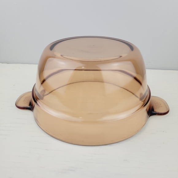 Visions Corning Amber Brown Glass Mixing Bowl Casserole Skillet v20b France 70s - Picture 2 of 8